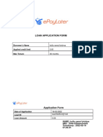 Loan Application Form: Borrower's Name Applied Credit Limit Max Tenure