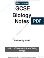 Igcse Biology Notes: Unit 1: Characteristics of Living