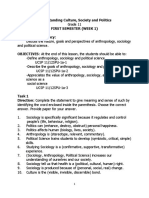 Understanding Culture, Society and Politics First Semester (Week 1) Learning Competency