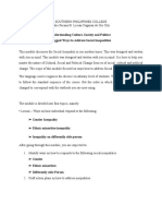 Understanding Culture, Society and Politics: Suggest Ways To Address Social Inequalities