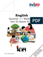 Quarter 1 - Module 2: Get To Know It!: English