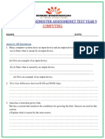 End of Second Semester Assessmenet Test Year 9: Computing