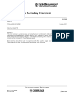 Cambridge Secondary Checkpoint - Science (1113) October 2021 Paper 2 Mark Scheme