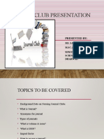 Journal Club Presentation: Presented by