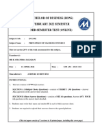 UFM ECO102 Mid Semester Test Paper Answer Sheet - Feb 2022 Semester