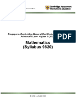 Mathematics (Syllabus 9820) : Singapore-Cambridge General Certificate of Education Advanced Level Higher 3 (2022)