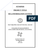 Synopsis Project Title Rta Information System: College of Management and Computer Sicnece, Yavatmal