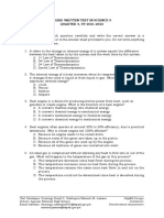 Third Written Test in Science 9 QUARTER 4, SY 2021-2022: ST ND RD