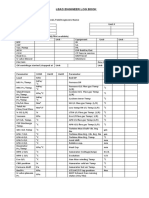 Lead Engineer Log Book: Shift: A/B/C Date