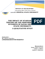 The Impact of Standardized Testing On The Performance of Students in Davao Oriental State University: A Qualitative Study