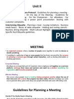 Unit II: Meeting and Boardroom Protocol: Guidelines For Planning A Meeting