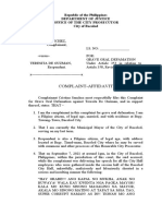 Complaint-Affidavit: Republic of The Philippines Department of Justice Office of The City Prosecutor City of Bacolod