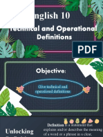 English 10: Technical and Operational Definitions Technical and Operational Definitions