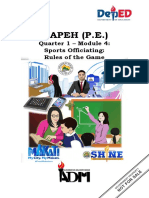 MAPEH (P.E.) : Quarter 1 - Module 4: Sports Officiating: Rules of The Game