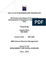 HR Process and Impact of Training and Development On Employee's Performance at PSO