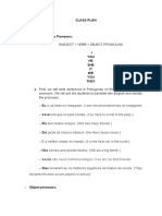 Class Plan - Review - Subjective Pronouns : Subject + Verb + Object Pronouns