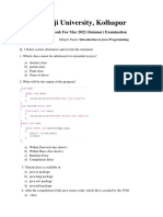 Shivaji University, Kolhapur: Question Bank For Mar 2022 (Summer) Examination