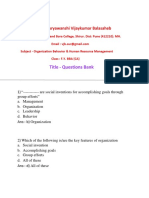 MCQS Question Bank For FY BBA (CA) OB & HRM