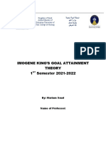 Imogene King'S Goal Attainment Theory 1 Semester 2021-2022