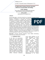 Factors Influencing Customer Purchase Intention: Reference To Social Media Advertising S.M.F. Shafnaz