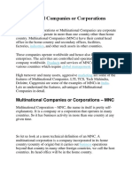 Multinational Companies or Corporations