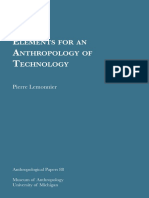 Pierre Lemonnier - Elements For An Anthropology of Technology