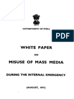 Government of India - White Paper On Misuse of Mass Media During The Internal Emergency, August 1977-Controller of Publications (1977)