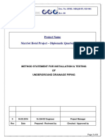 Method Statement For Installation & Testing of Underground Drainage Piping