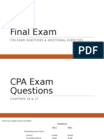 Final Exam: Cpa Exam Questions & Additional Exercises