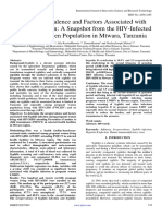 High Seroprevalence and Factors Associated With Syphilis Infection A Snapshot From The HIV-Infected Pregnant Women Population in Mtwara, Tanzania