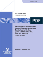 Face-to-Face Dimensions For Integral Flanged Globe-Style Control Valve Bodies (ANSI Classes 125, 150, 250, 300, and 600)