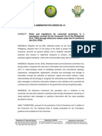 Joint DTI-DOH-DA Administrative Order #1 Rules and regulations for consumer protection in a transaction covered by the Consumer Act of the Philippines (R.A. 7394) through electronic means under the E-Commerce Act (R.A. 8792)