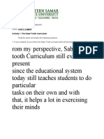 Activity 1 - The Saber Tooth Curriculum