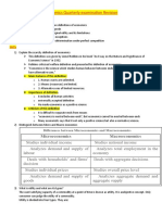 Economics Quarterly Examination Revision 1st Yr