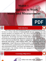 Module 1 - Introduction Work Study and Measurement