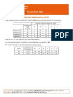 Grade Thresholds - November 2021: Cambridge O Level Additional Mathematics (4037)