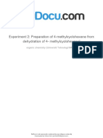 Experiment 2 Preparation of 4 Methylcyclohexene From Dehydration of 4 Methylcyclohexanol