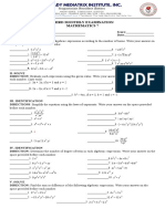 THIRD MONTHLY Math 7