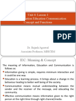 Unit 4: Lesson 1 Define Information Education Communication: Concept and Functions