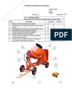 Checklist For Equipment Inspection - CONCRETE MIXER