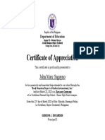 Template Certificate of Appreciation