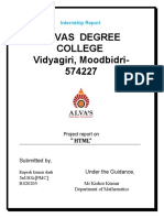 Alvas Degree College Vidyagiri, Moodbidri-574227: Internship Report