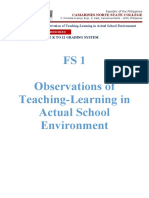 FS1 Observations of Teaching-Learning in Actual School Environment