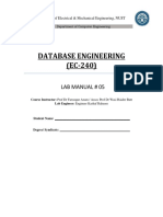 Database Engineering (EC-240) : Lab Manual # 05