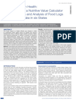 Public Report On Health: Development of A Nutritive Value Calculator For Indian Foods and Analysis of Food Logs and Nutrient Intake in Six States