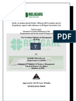 Project Report On Indian IPO Special Reference With Religare Securites