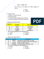 Unit 1 Daily Test For Grade 5