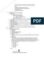 Lesson Plan About Force Exerted by Magnets