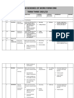 English Schemes of Work Form One Term 3