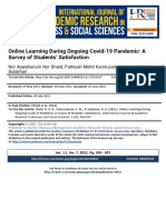 Online Learning During Ongoing Covid-19 Pandemic: A Survey of Students' Satisfaction